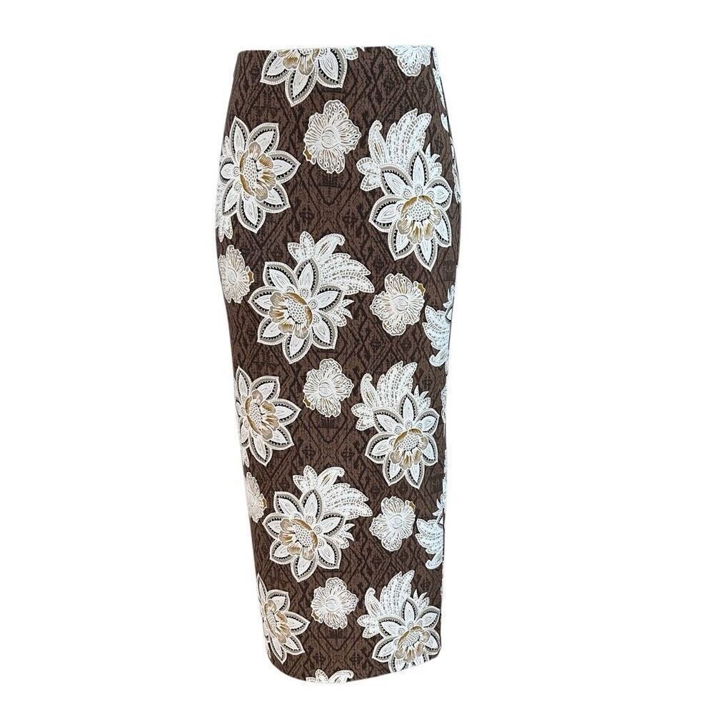 NYCC New York Clothing Co. Long Pencil Skirt Women's Small Brown White Floral